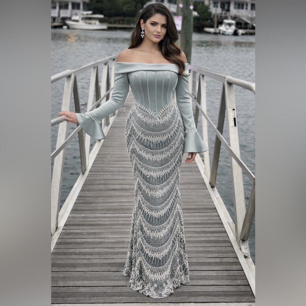 Elegant Off-Shoulder Gray Dress